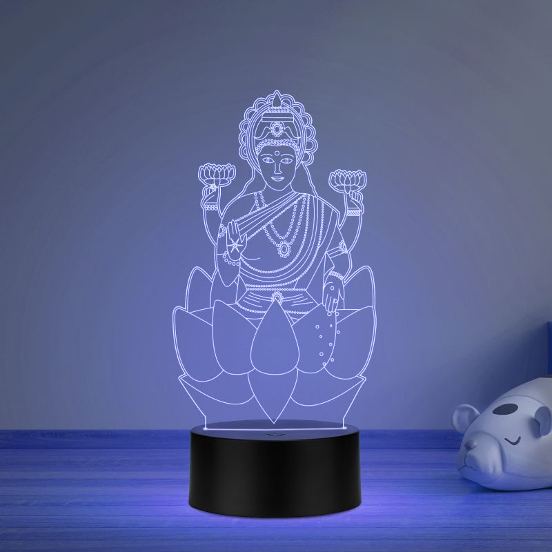 3D Illusion Laxmi Maa Night lamp Multicolor Led Light and is operated with a remote Home Decoration